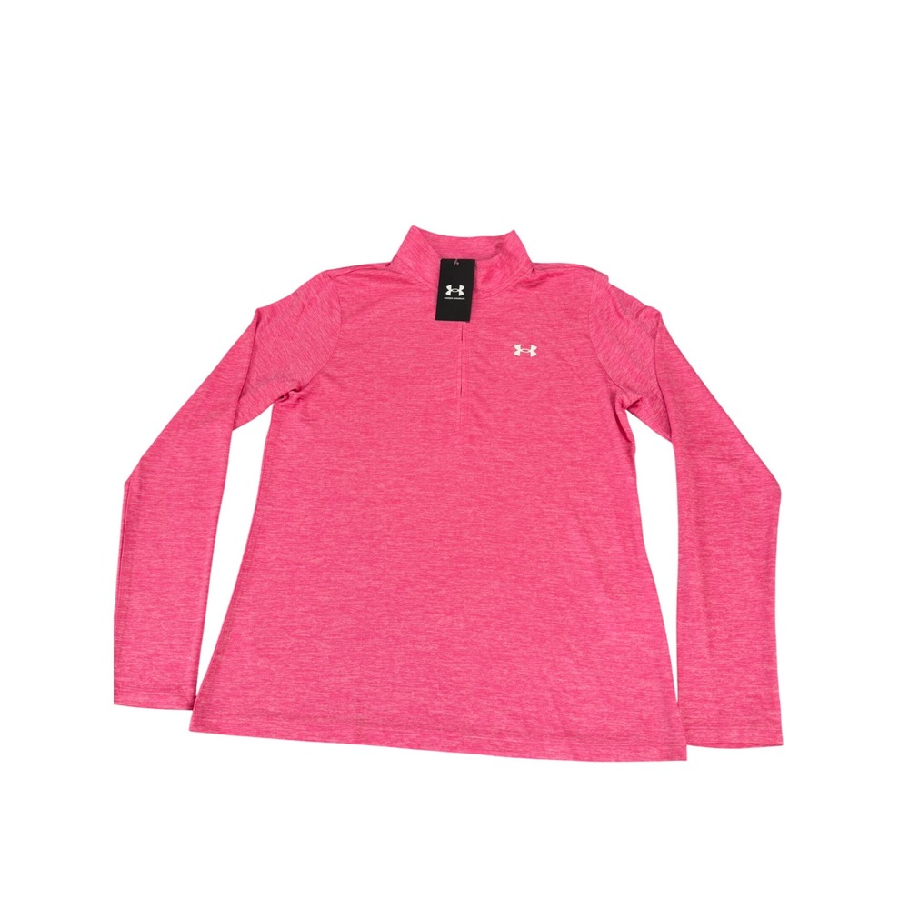 Under Armour Tech 1/2 Zip Twist Pink Pullover Top Womens Medium MSRP $45